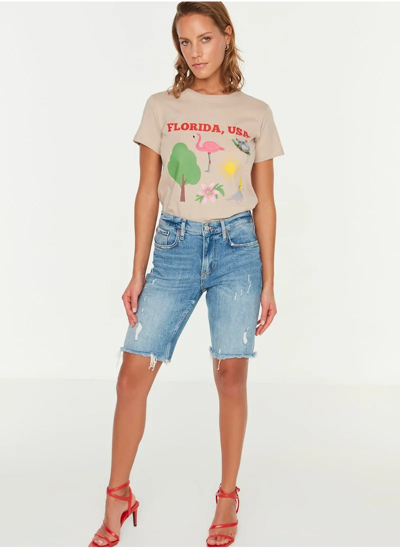 trendyol Round Neck Printed T-Shirt