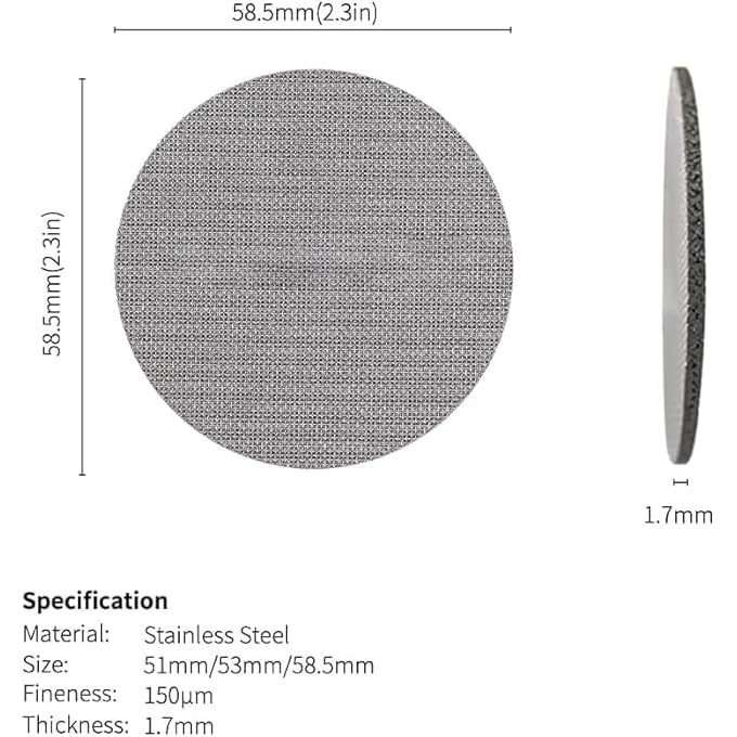غنافوتو فلتر قهوة قابل لإعادة الاستخدام من الفولاذ المقاوم للصدأ بسُمك 17 مم، مقاس 585 مم، لسلة فلتر القهوة لماكينة إسبريسو كافيتيير فضية اللون، مقاس 585 مم - Image 5