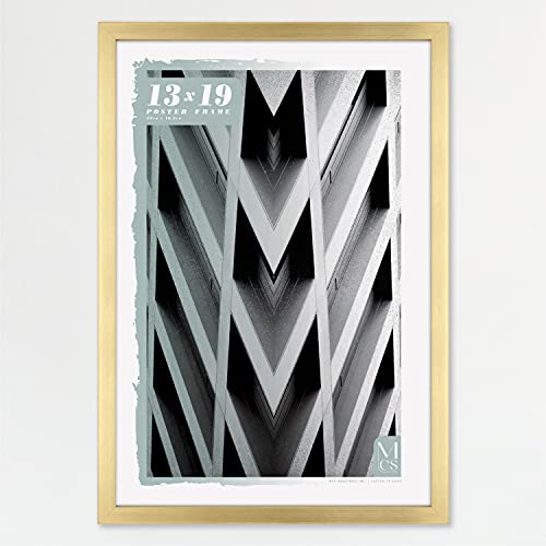 MCS Foundation 13x19 Poster Frame Traditional Brass Vertical  Horizontal Wall Hanging Large Picture Frame for Photos Panoramics Posters  Art Prints 1Pack