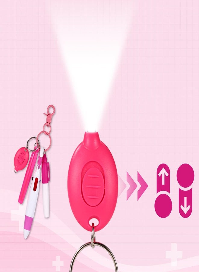 BTFO 5 Pcs Pink Nurse Pen Set, LED Keychain Flashlight Mini Highlighter Marker Colored Ballpoint Pen & Keychain Badge Reel Accessories for Nurse Supplies Gifts - Image 4