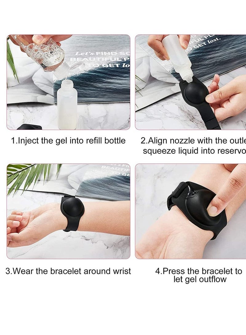 SYOSI Hand Sanitizer Bracelet 1 Pieces Hand Sanitizer Dispensing Bracelet Silicone Wearable Liquid Dispenser Refillable Wristband with 1 Pointed Squeeze Bottle for Kids Adults 15 ml - Image 2