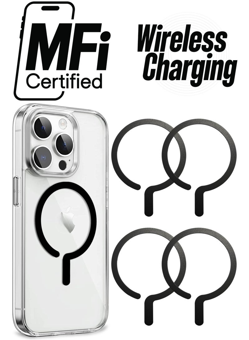 General 4Pcs Universal Metal Rings Compatible with Magsafe Sticker Magnetic Wireless Car Charger Black  - Image 1