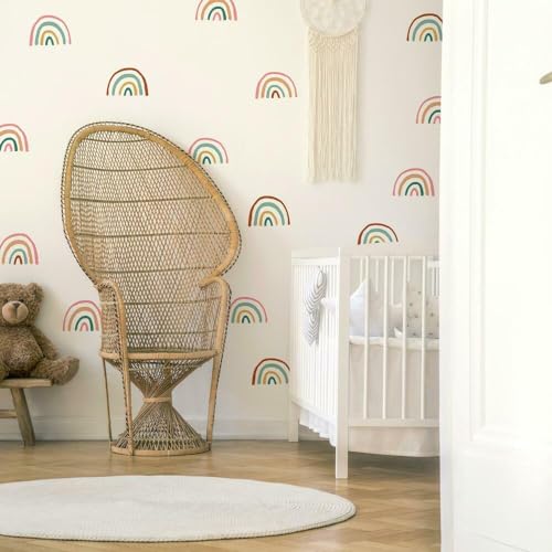 RoomMates RMK4582SCS Retro Rainbow Peel and Stick Wall Decals,Pink, Mustard, Blue, Teal, Brown - Image 1