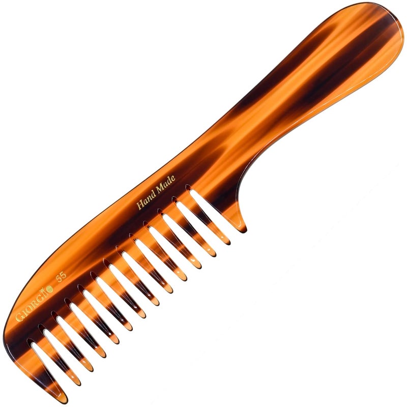 Giorgio G55 Wide Tooth Comb for Wet Hair Detangling Comb Hair Comb for Thin to Medium Thickness Hair Detangler Hair Combs for Women Handmade Large Tooth Comb Rake Comb SawCut and Hand Polished