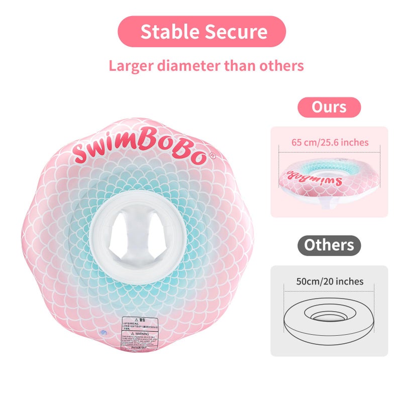 Swimbobo Inflatable Baby Swimming Float with Safe Seat for Age 6-36 Months Toddler (Pink Mermaid) - Image 2