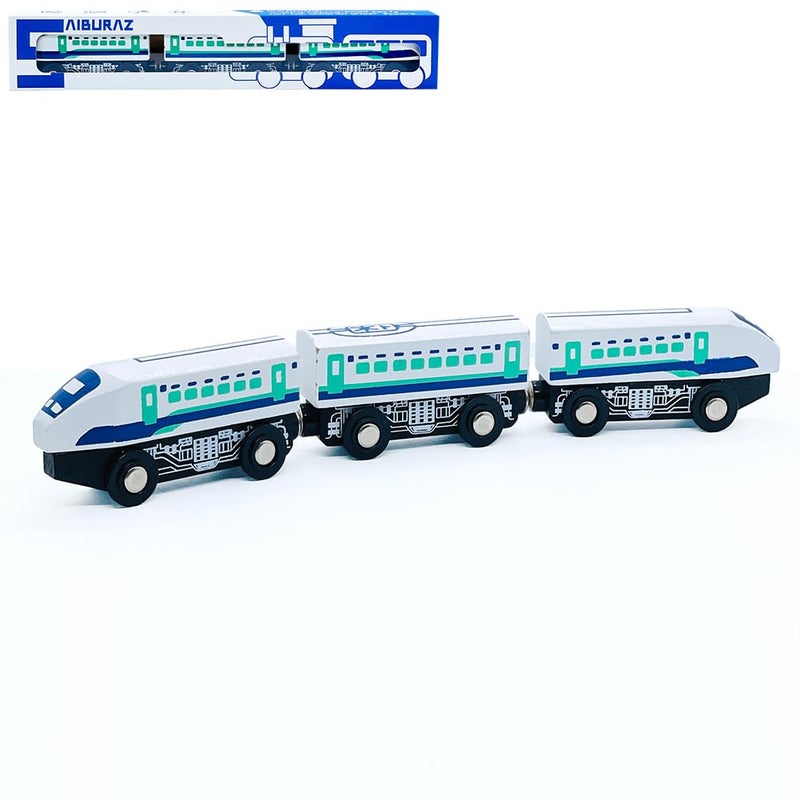 SAIBURAZ Wooden Bullet Train Cars Track Accessories Set HighSpeed City Train Toys Fit for Wooden Train Track Railway for Boys and Girls Bullet Train - Image 3