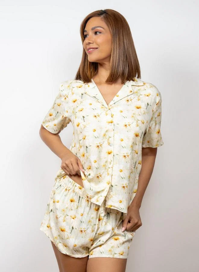 Aadaraya Aadaraya Floral Print Shirt and Shorts Set