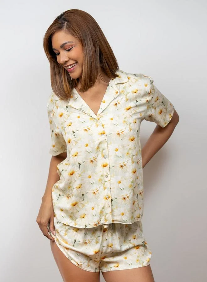 Aadaraya Aadaraya Floral Print Shirt and Shorts Set