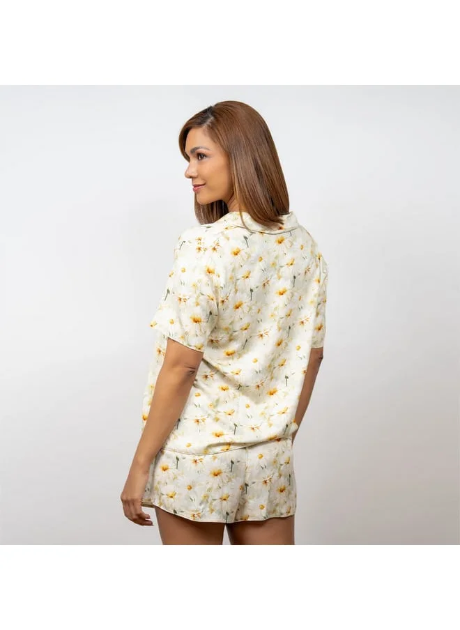 Aadaraya Aadaraya Floral Print Shirt and Shorts Set