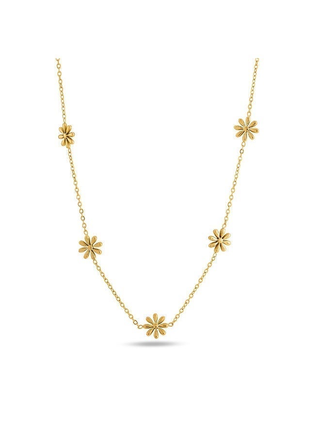 PALMONAS 18k Gold Tone Plated Daisy Flower Necklace
 for Women - Image 1