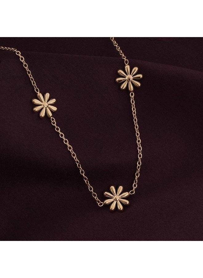 PALMONAS 18k Gold Tone Plated Daisy Flower Necklace
 for Women - Image 3