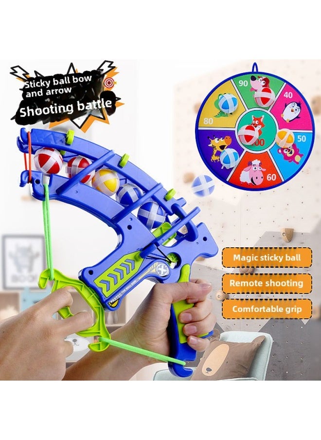 null - Children's Catapult Sticky Ball Baby's Indoor Dart Board Fun Catapult Throwing Bow And Arrow Toy Parent-Child Interactive Hair-Color:Slingshot + Target Plate [6 Balls]]-Specifications:Red Slingshot + Dinosaur Package - Image 1
