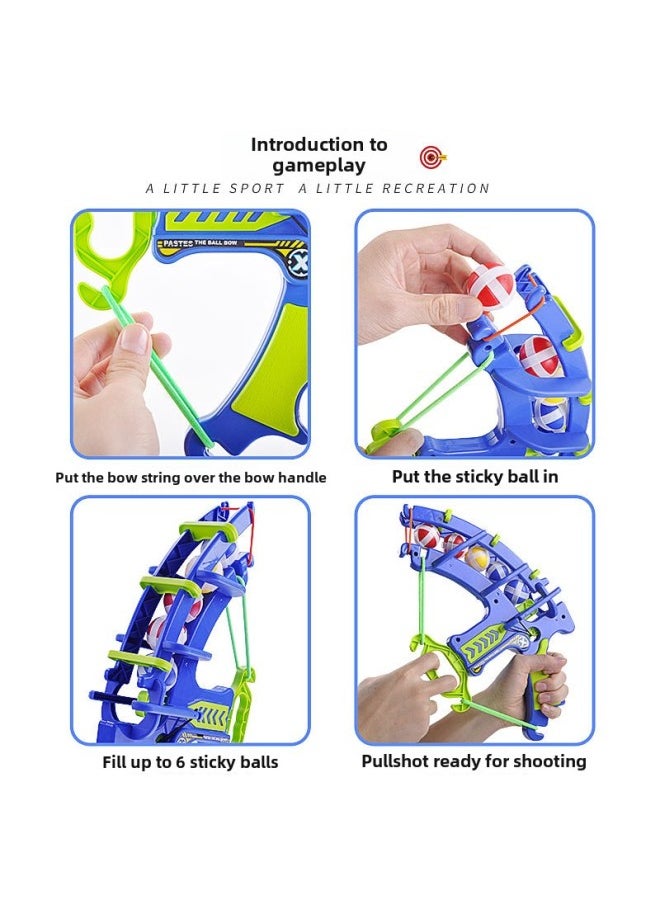 null - Children's Catapult Sticky Ball Baby's Indoor Dart Board Fun Catapult Throwing Bow And Arrow Toy Parent-Child Interactive Hair-Color:Slingshot + Target Plate [6 Balls]]-Specifications:Red Slingshot + Dinosaur Package - Image 1