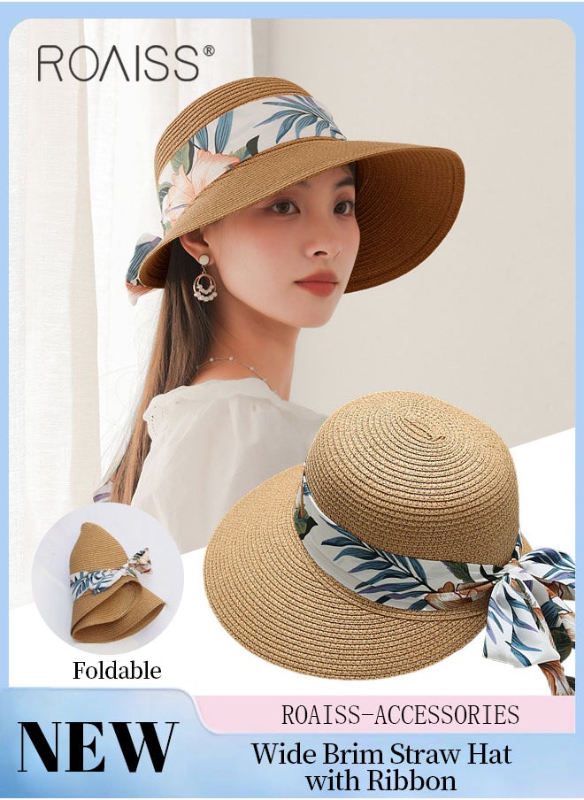 Women's Wide Brim Straw Hat with Ribbon, Summer Beach Adjustable Lightweight Foldable Straw Sun Hat with Bow Decor, Anti-UV for Outdoor Vacation Party - pzsku/Z038322974871D1DE80B6Z/45/_/1720427720/fb8c54d2-87db-49ee-82ef-adc008fcdd06