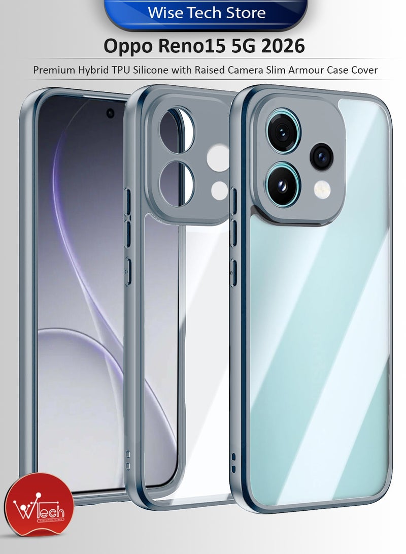 Wtech Oppo Reno15 5G 2026 Hybrid TPU Silicone with Raised Camera Slim Armour Case Cover (MCAPSA) - Clear/Grey - Image 1
