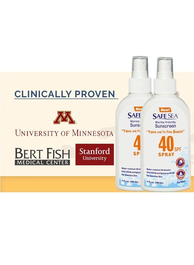 safe sea واقٍ من الشمس Safe Sea برذاذ SPF40. واقٍ من الشمس صديق للبيئة. (40SPF للبالغين 4OZ) عبوتان. - Image 2