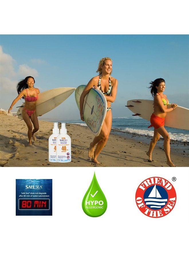 safe sea واقٍ من الشمس Safe Sea برذاذ SPF40. واقٍ من الشمس صديق للبيئة. (40SPF للبالغين 4OZ) عبوتان. - Image 3