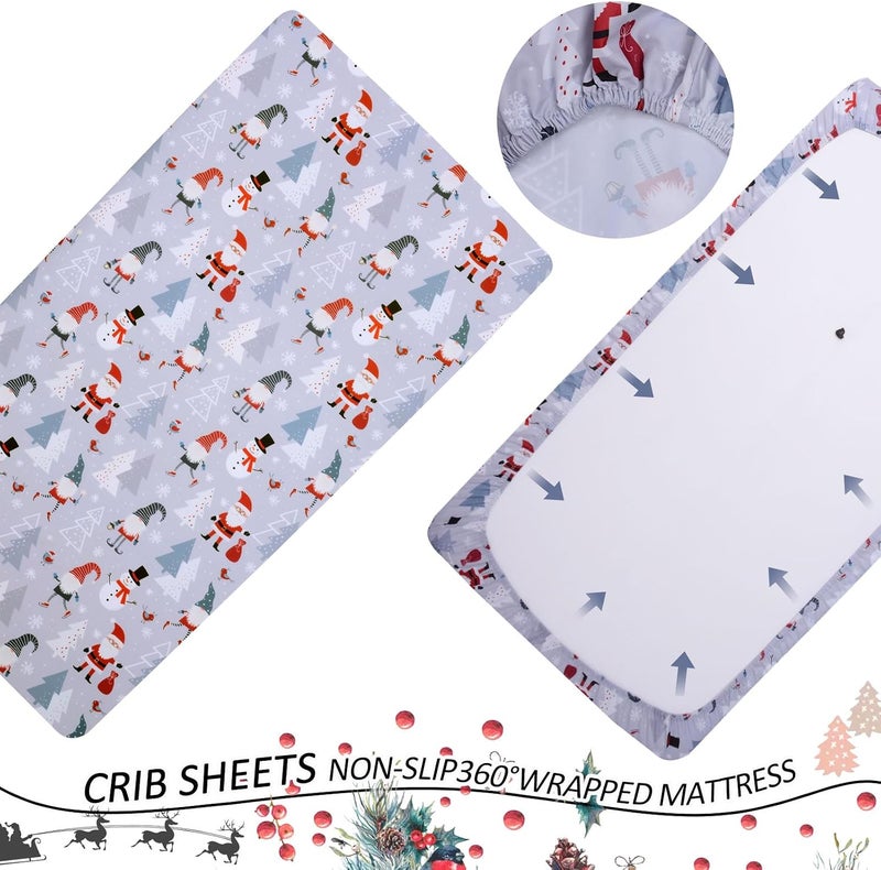 Christmas Crib Sheet Snowman Fitted Sheet for Boys Girls - 1 Pack Baby Nursery Sheet Cozy Bed Sheet for Standard Crib and Toddler Mattresses - Grey Crib Mattress Infant Toddler Sheet - Image 5