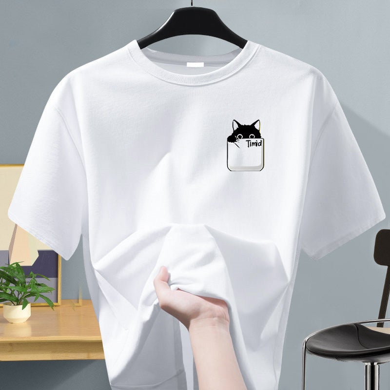 NASA joint fashion brand men's pure cotton short-sleeved t-shirt men's trendy versatile loose summer youth T-shirt half-sleeved - Image 3