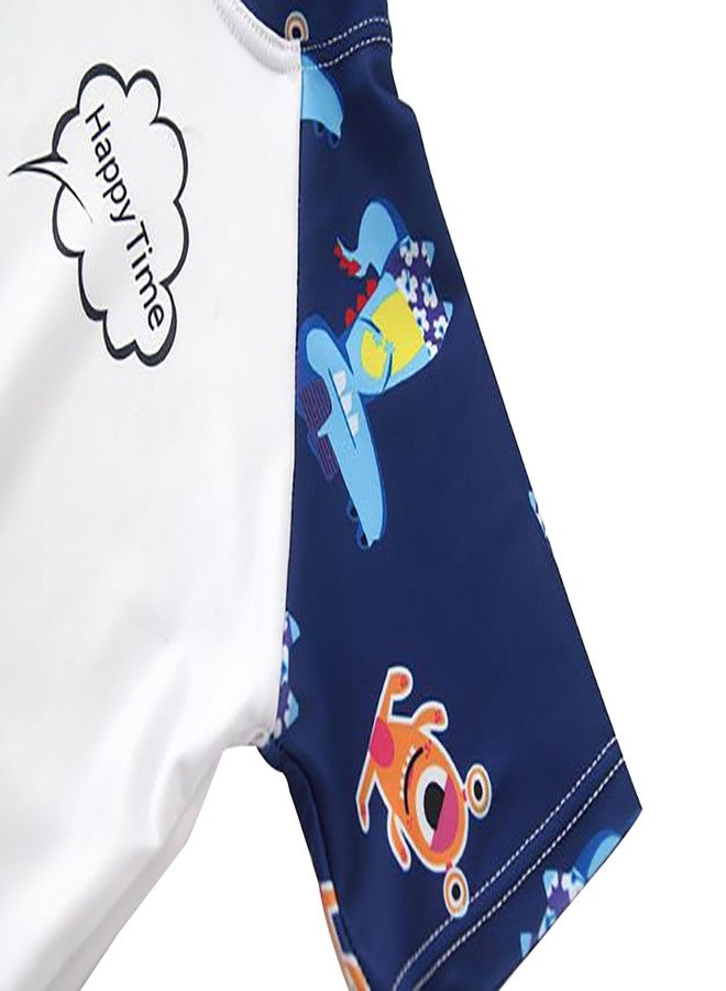 YAGATA Baby Toddler Boys 3 Pieces Swimsuit Set Boys Swimwear Dinosaur Bathing Suit Rash Guards UPF 50+ White 2XL 6-7Y - Image 4