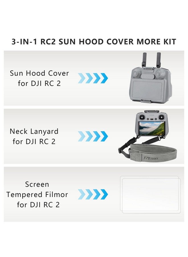FPVtosky Rc 2 Controller More Protector Kit For Dji Mini 4 Pro Accessories Kit Includes Rc 2 Sun Hood Cover Rc 2 Lanyard Rc 2 Screen Protection X 2 Dji Rc 2 Accessories Dji Air 3 Accessories - Image 2