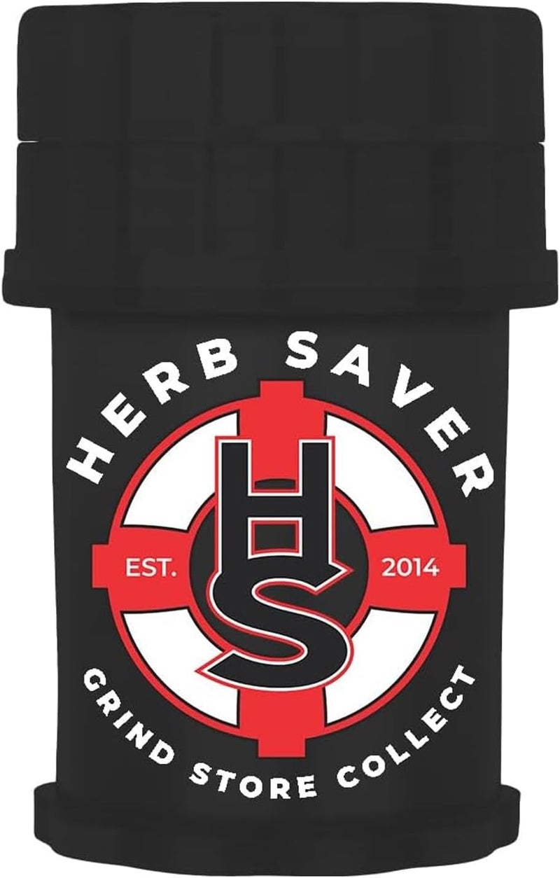 HS Large HerbSaver Grinder- Medical Grade Plastic Grinder with Razor Sharp Teeth, Pocket-Sized, Durable & Portable - Ideal for Grinding Herbs and Spices (Black) - Image 1