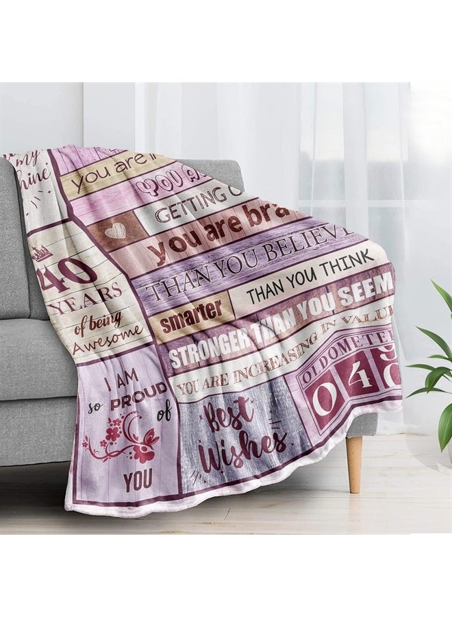 Biapian 40th Birthday Gifts for Women, 40th Birthday Blanket for Her 40 Year Old Famale Gift Ideas Birthday Throw Blanket Gifts for 40 Year Old Birthday Gift for Women Wife Mom Famale 50"x60" - Image 3