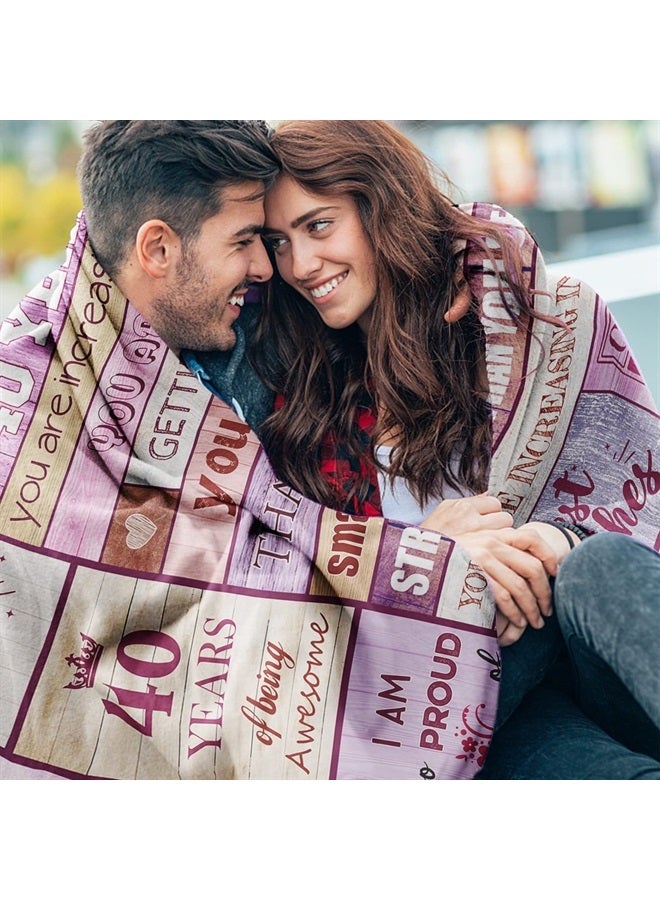 Biapian 40th Birthday Gifts for Women, 40th Birthday Blanket for Her 40 Year Old Famale Gift Ideas Birthday Throw Blanket Gifts for 40 Year Old Birthday Gift for Women Wife Mom Famale 50"x60" - Image 4