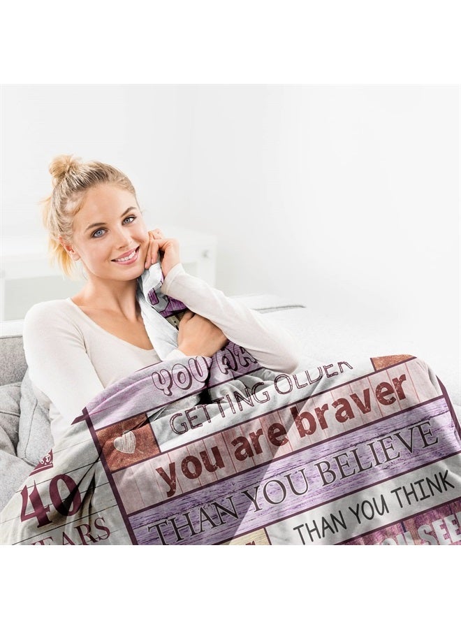 Biapian 40th Birthday Gifts for Women, 40th Birthday Blanket for Her 40 Year Old Famale Gift Ideas Birthday Throw Blanket Gifts for 40 Year Old Birthday Gift for Women Wife Mom Famale 50"x60" - Image 5