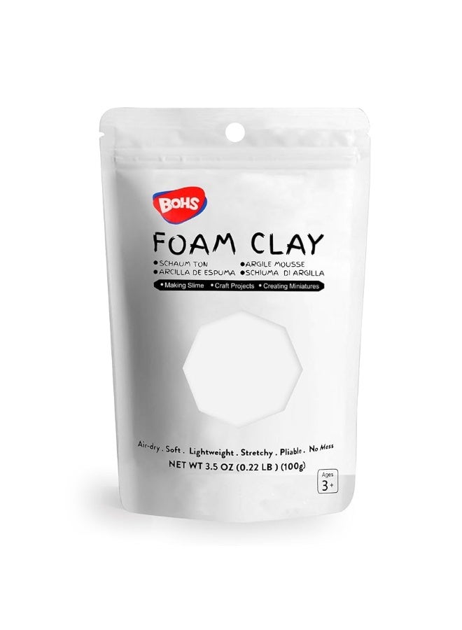 BOHS White Foam Clay Basic - Squishy,Soft, Air Dry -for School Project,Cosplay,Fake Bake, Slime Supplies-100 Grams - Image 4