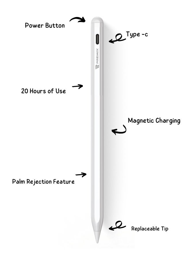 بريمكس قلم ايباد ماي بينسل 2 من بريمكس بتقنية الشحن اللاسلكي وراحة اليد وعرض نسبة الشحن من شاشة الايباد لاجهزة الايباد 2018 فما بعد - Image 2