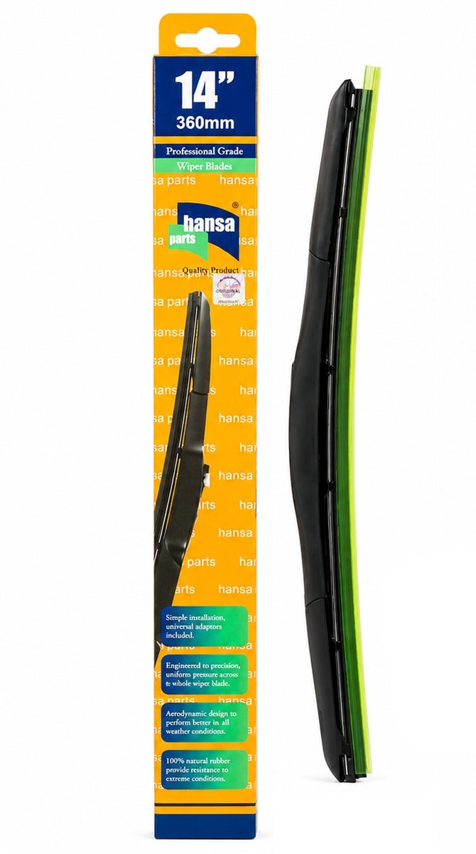 HANSA 14 Inch (360mm) All Weather Hybrid Windshield Wiper Blade, Silicone Coated Windshield Wiper, Universal Car Wiper Blade, Streak Free Quiet Wiping, Durable Rubber Wiper for Rain, Snow, Dust, Fog, Easy Install Replacement Wiper Blade for Cars, SUVs and Light Vehicles  Erpc WP 10228 . - Image 1