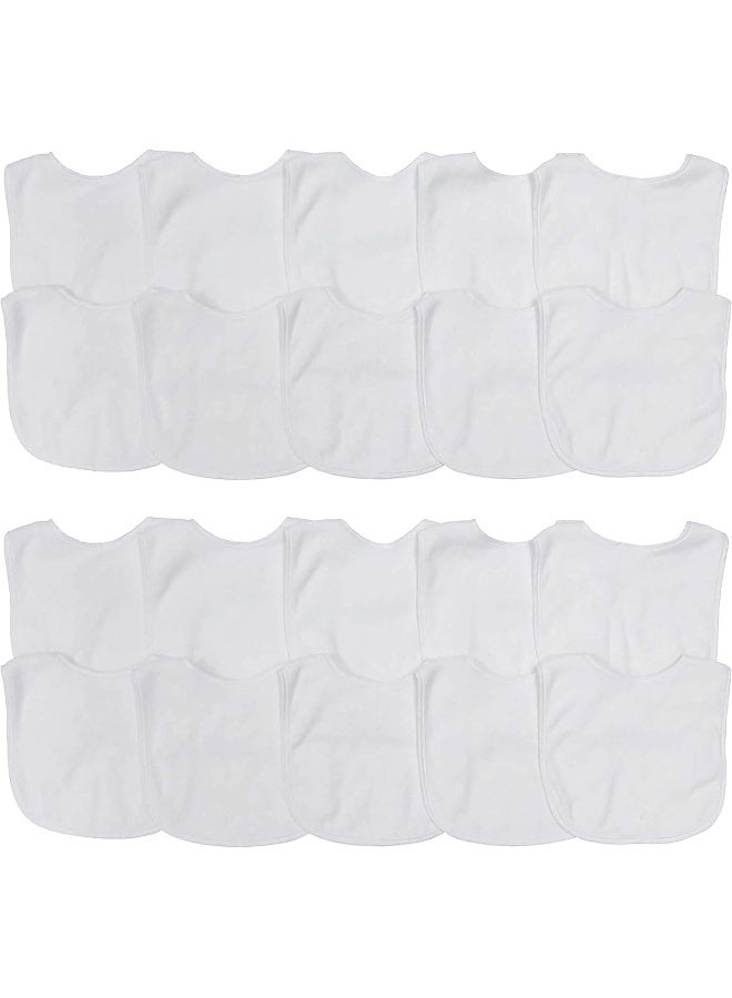 Neat Solutions 2-Ply Knit Terry Solid Color Feeder Bibs in White - 20 Pack - Image 1