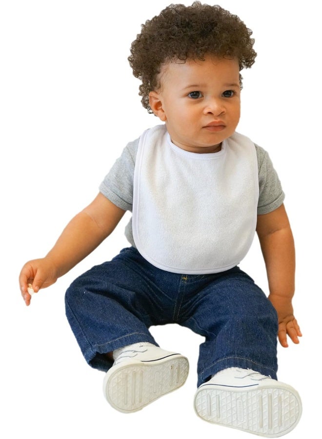 Neat Solutions 2-Ply Knit Terry Solid Color Feeder Bibs in White - 20 Pack - Image 2