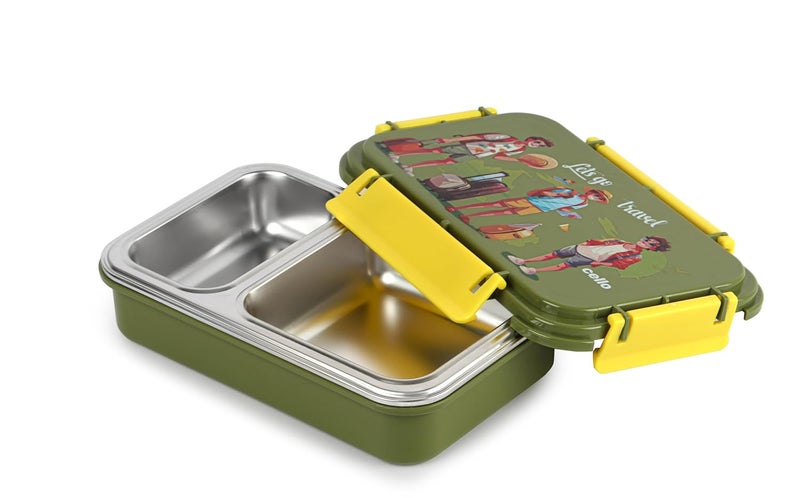 Cello CELLO Delish Insulated Lunch Box, Green | Inner Stainless Steel Compartment | Silicon Seal in The Lid with 4 Sided Click Locks | Ideal for College,Office, Outdoor Activities  - Image 2