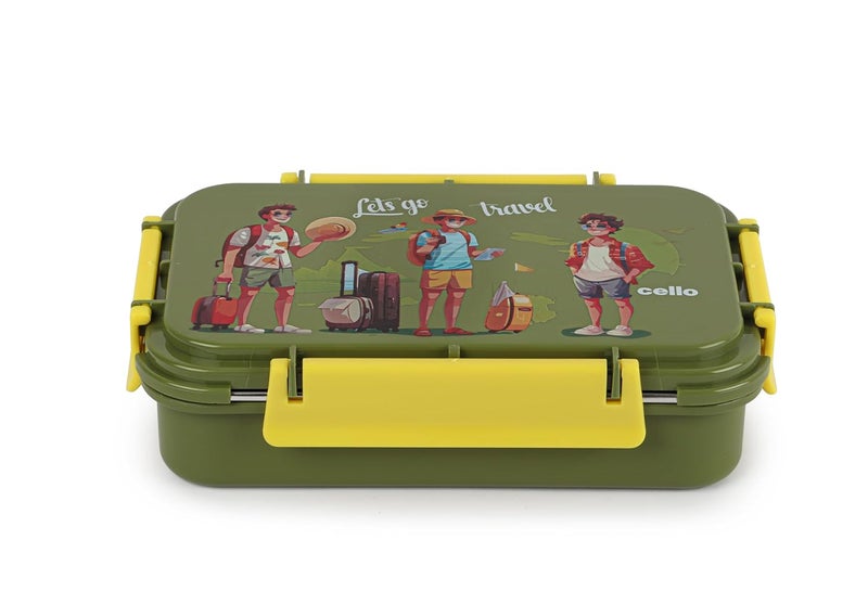 Cello CELLO Delish Insulated Lunch Box, Green | Inner Stainless Steel Compartment | Silicon Seal in The Lid with 4 Sided Click Locks | Ideal for College,Office, Outdoor Activities  - Image 3