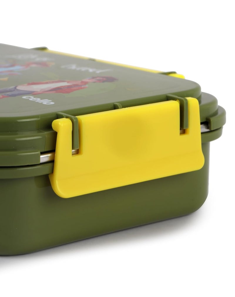 Cello CELLO Delish Insulated Lunch Box, Green | Inner Stainless Steel Compartment | Silicon Seal in The Lid with 4 Sided Click Locks | Ideal for College,Office, Outdoor Activities  - Image 4