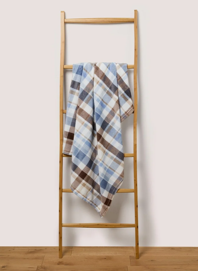 Matalan Blue Check Print Throw