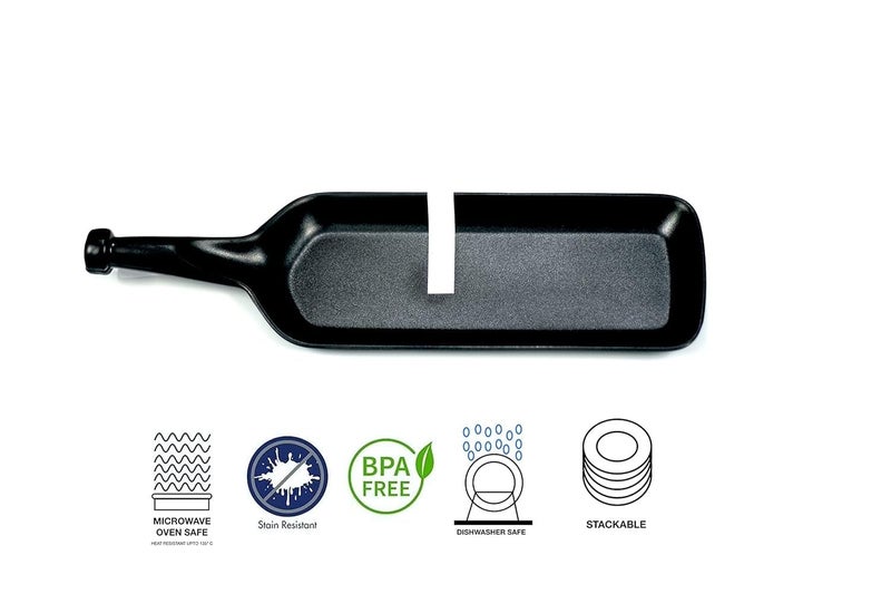 FORKLS Melamine Trays and Platters Sets for Serving Snacks and Desserts for for Home Hotel Restaurant Kitchen Black Pack of 2 - Image 3