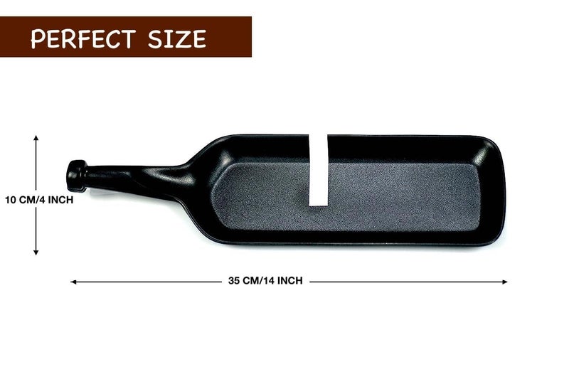 FORKLS Melamine Trays and Platters Sets for Serving Snacks and Desserts for for Home Hotel Restaurant Kitchen Black Pack of 2 - Image 2