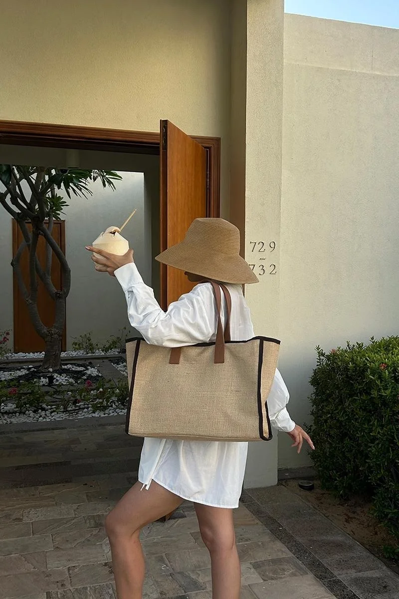 Shule Bags Arc x Large Wicker Brown Tote Bag