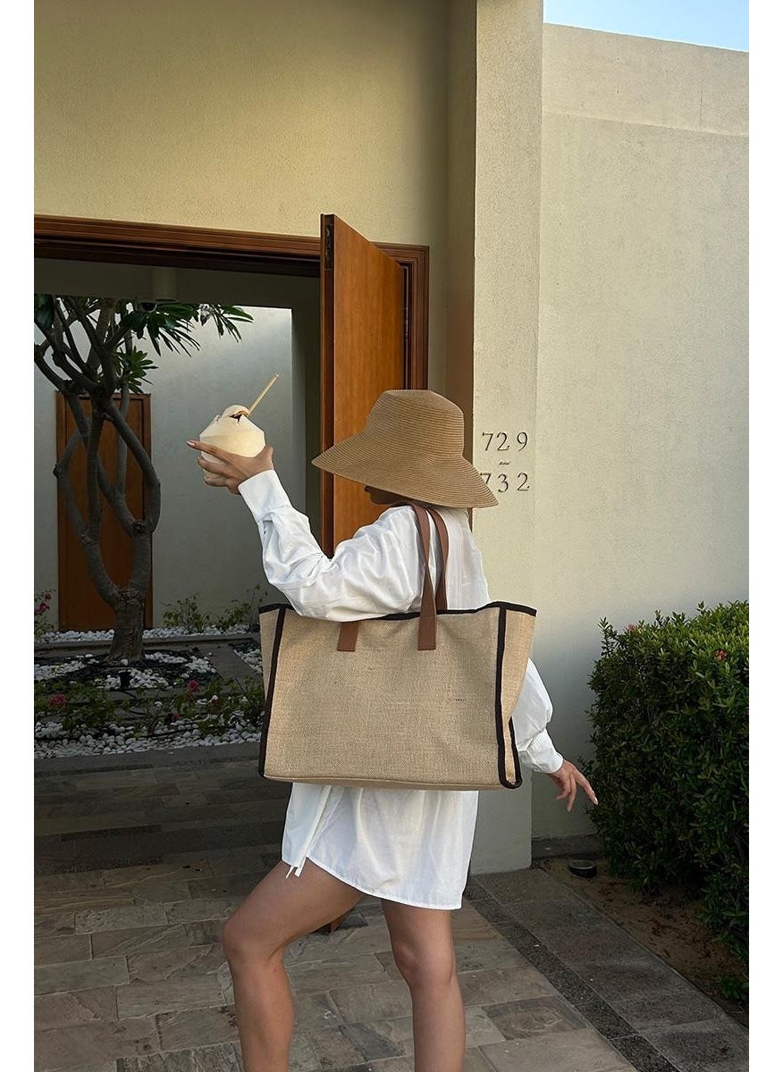 Shule Bags Arc x Large Wicker Brown Tote Bag  - Image 5