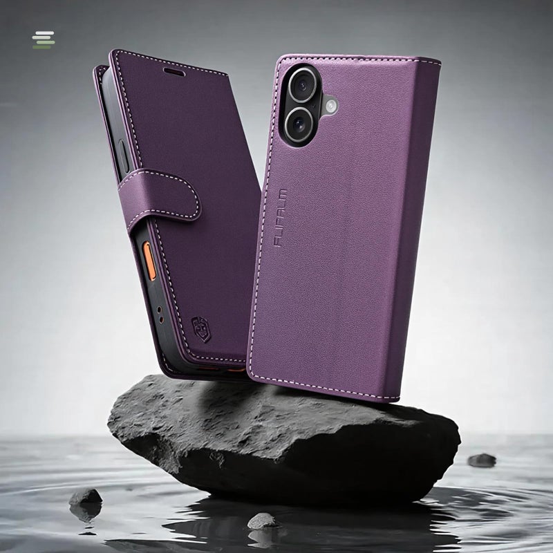 FLIPALM Wallet Case for iPhone 17 with Credit Card Holder,PU Leather Folio Flip Kickstand Protective Shockproof Cover for Apple 17 Phone Case (Purple, for iPhone 17-6.3'') - Image 3