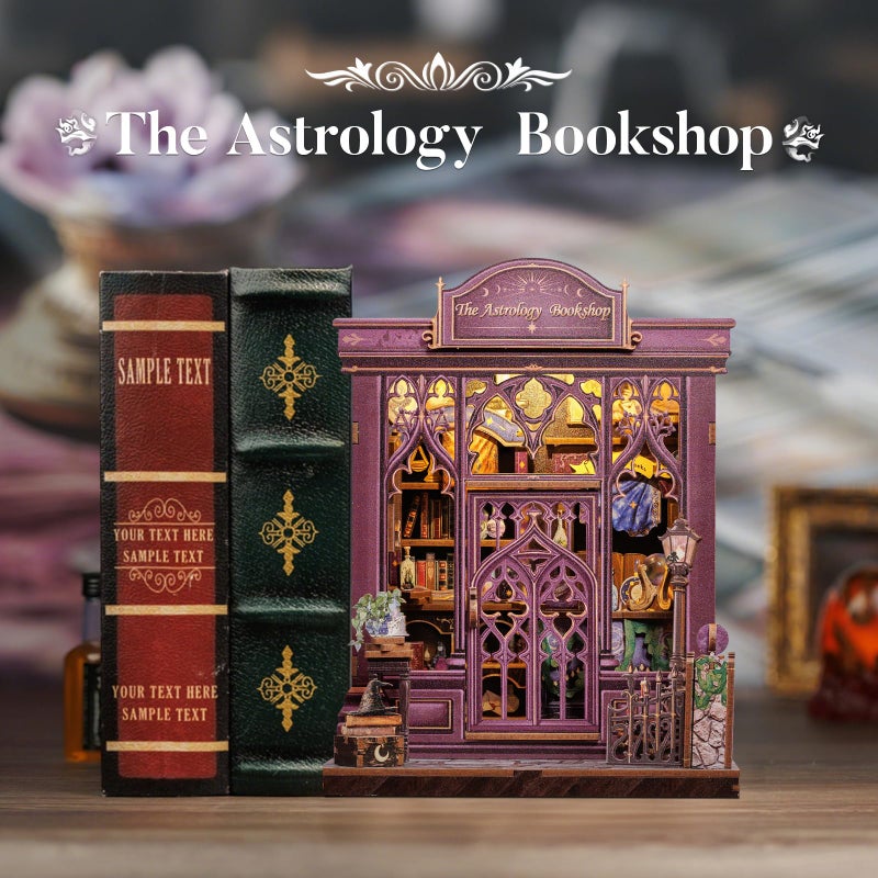 Fsolis Book Nook Kit, DIY Scene Miniature House Kit for Adults and Beginners Tiny House Mini Scale Model Booknook Craft Bookshelf Puzzle Nook Decor Gifts for Women Teenagers (The Astrology Bookshop) - Image 3