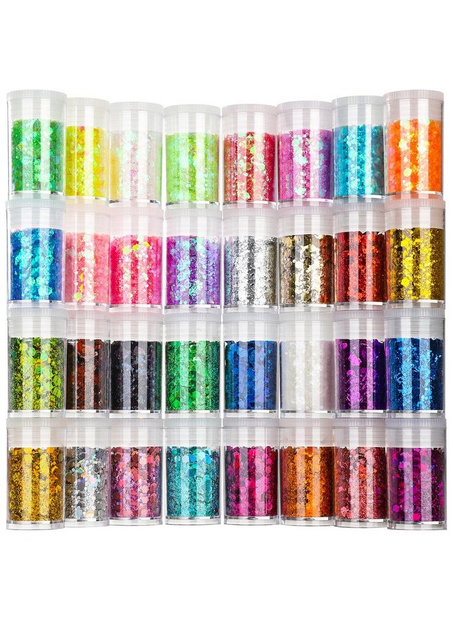 Teenitor - Teenitor Glitter, Rave Festival Chunky and Fine Glitter Mix,32 Colors Iridescent Loose Glitter, Cosmetic Makeup Face Body Hair Glitter - Image 1