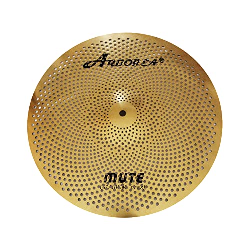 Arborea Mute Crash Cymbal 16 Inch Low Volume Crash Cymbal Golden Quiet Cymbal For Drmmer Practice - Image 1
