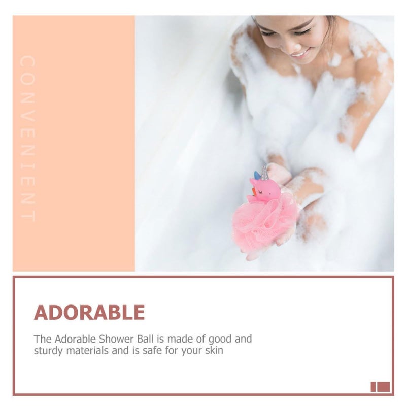 Homoyoyo Pink Unicorn Pe Mesh Bath Balls 3pcs Body Scrubbers Loofahs Exfoliating Shower - Image 4
