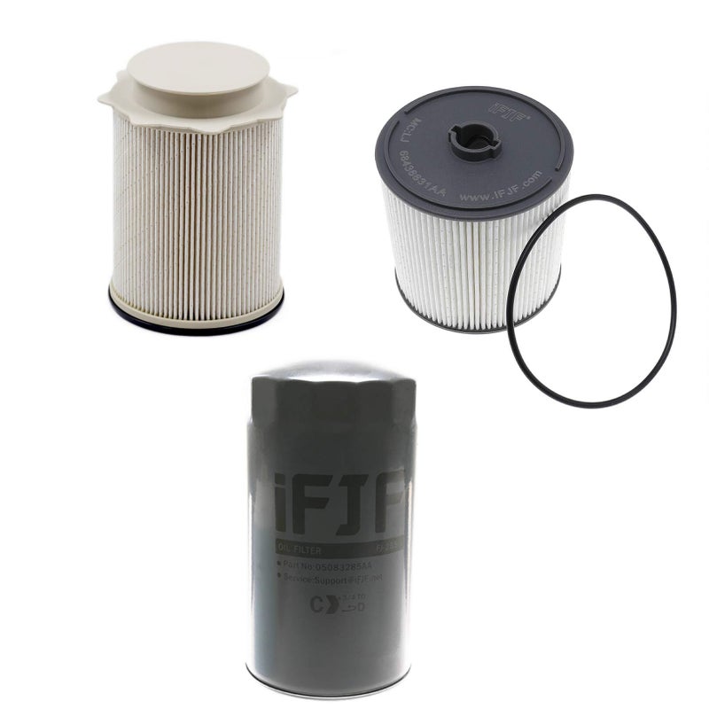 iFJF 68436631AA and 68157291AA Fuel Filter and 5083285AA Oil Filter Replacement for 20192024 Ram 2500 3500 4500 5500 67L Diesel Engines Precision Element Allow Enough Fuel Replace FS53000