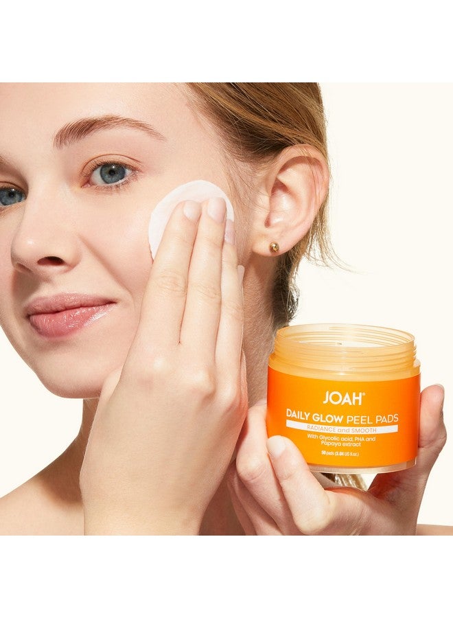 جواه وسادات تقشير قطنية مقشرة من JOAH Daily Glow مع حمض الجليكوليك، معززة بمستخلص PHA والبابايا، خالية من الجلوتين والبارابين والفثالات وSLS والفورمالديهايد، 50 وسادة - 3.04 أونصة سائلة أمريكية. - Image 4