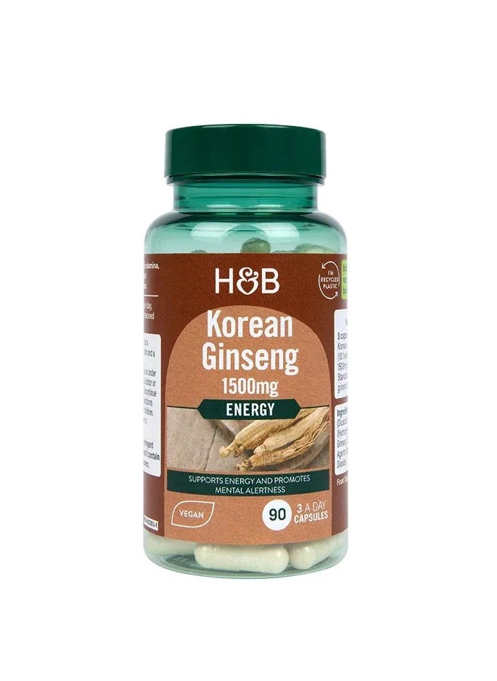 H&B H&B Korean Ginseng Capsules for Energy & Mental Alertness, Pack of 90's 